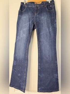 Apple Bottoms Vintage Y2K Jeans 13/14 Dark Wash Bootcut 98% Cotton Embroidered
